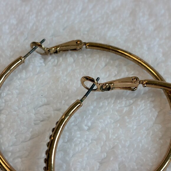 Gold Plated Cubic Zirconia Hoop Earrings Jewelry - Picture 4 of 6